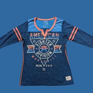 American Fighter Women's Navy and Coral Long Sleeve Tee